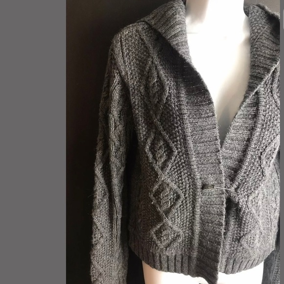 CAbi #610 Chunky Cable Knit Sweater Alpaca Gray - Picture 5 of 12